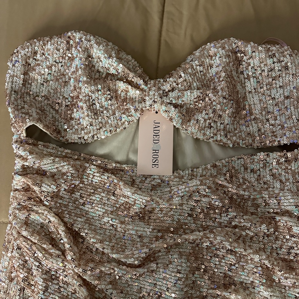 ASOS Sequin High Low Dress in Rose Gold